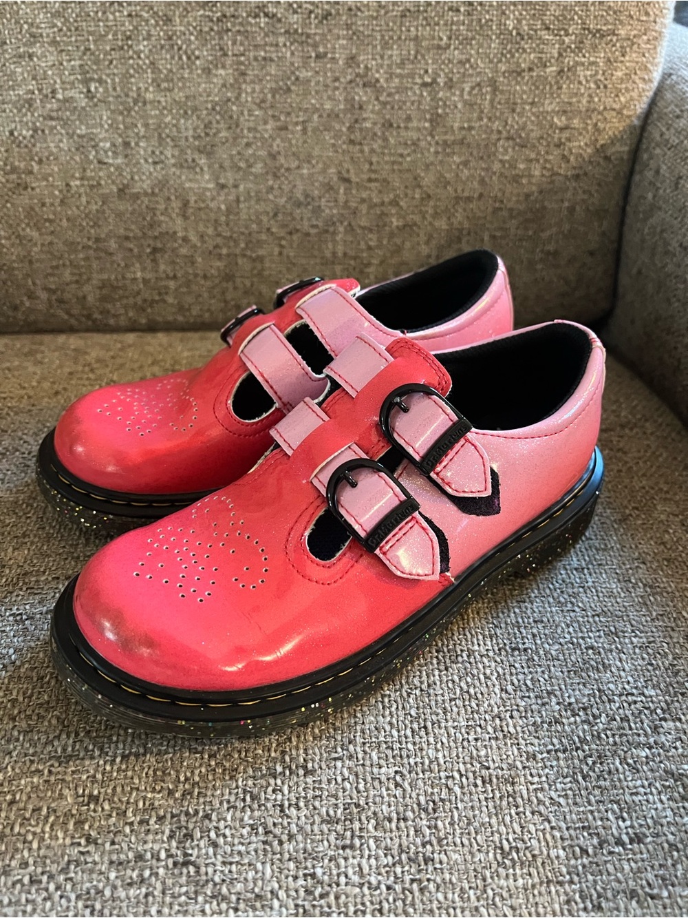 Dr. Martens Girls' Pink Double-Buckle Mary Janes